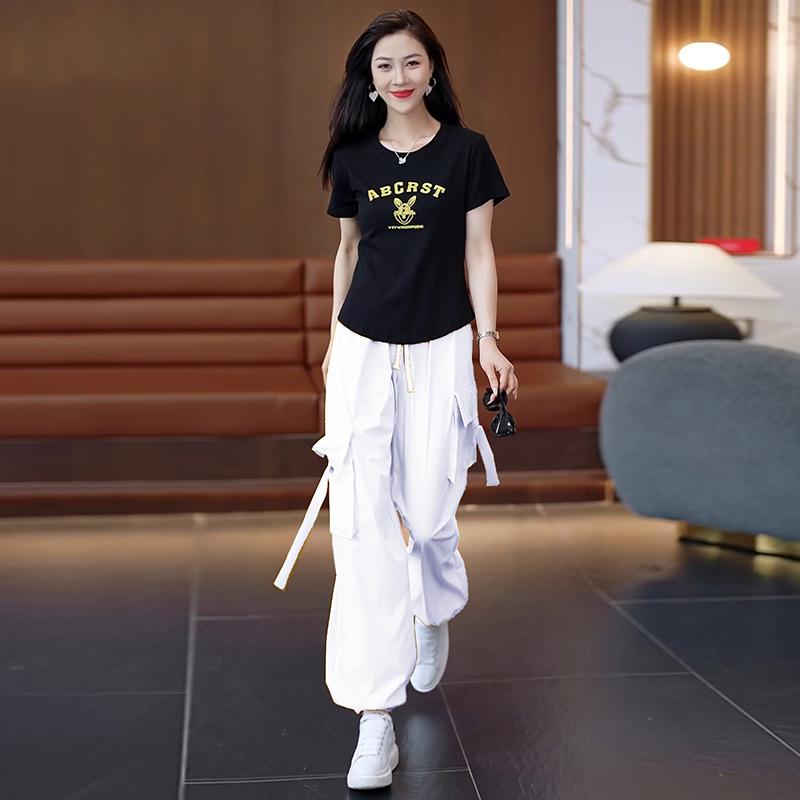 2025 Women's Summer Square Dance Set: Stylish Aerobic Top & Loose Cotton Pants