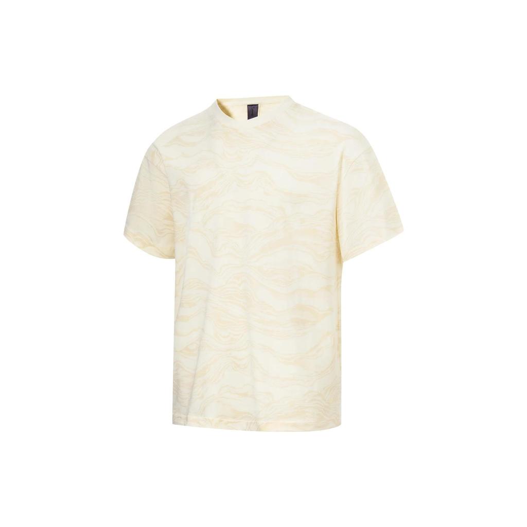 Li Ning T Shirts Unisex Papyrus White Crew Neck Moderate Straight Fit AHST065-4