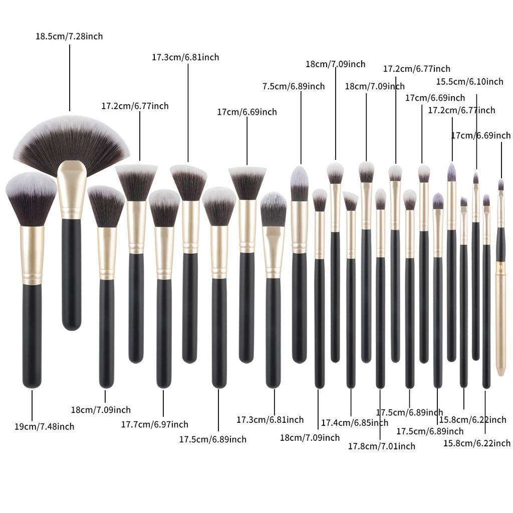 24 black gold matte makeup brush set, high-end makeup artist special beauty tool PU