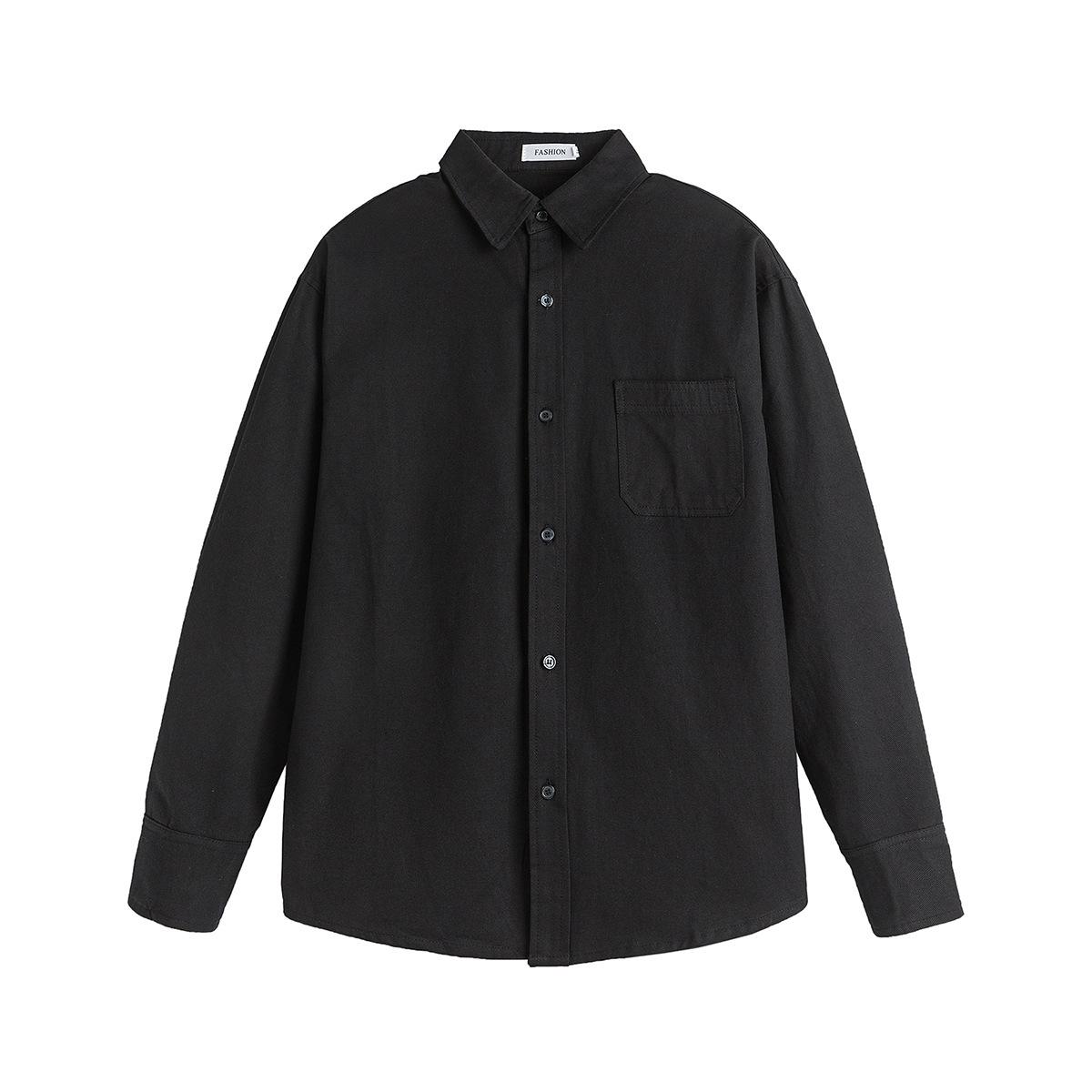 

Простая и универсальная красивая рубашка с длинными рукавами-фонариками на плечах, осенне-зимняя мужская хлопковая рубашка 4XL чёрный