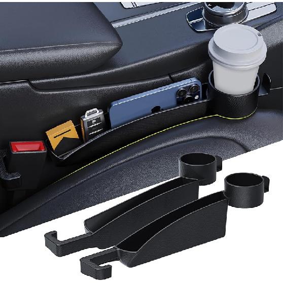 Car Seat Gap Filler Set Of 2, Upgraded Car Side Seat Gap Fillers With Organizer, Cup Holder & Hook Function, Erts Between Front Seats Console Catcher