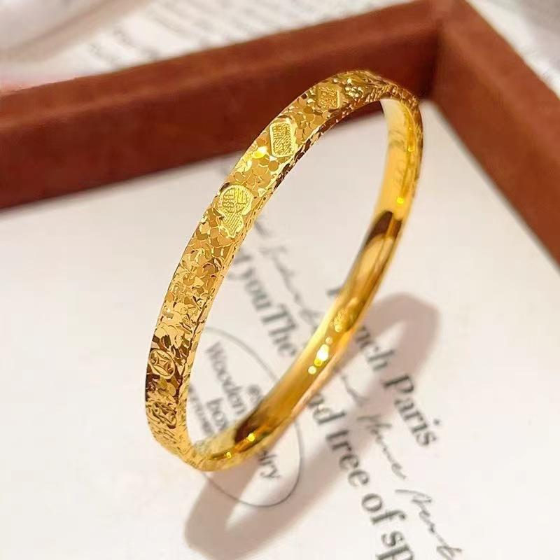 Zhaocai Ping An Three Sided Crushed Ice Bracelet Women's Bracelet Light Luxury High End Feeling Bracelet