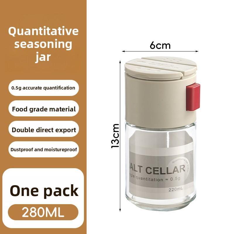 

Стеклянная емкость двойного назначения для соли и специй с функцией измерения для хранения кухонных приправ серый