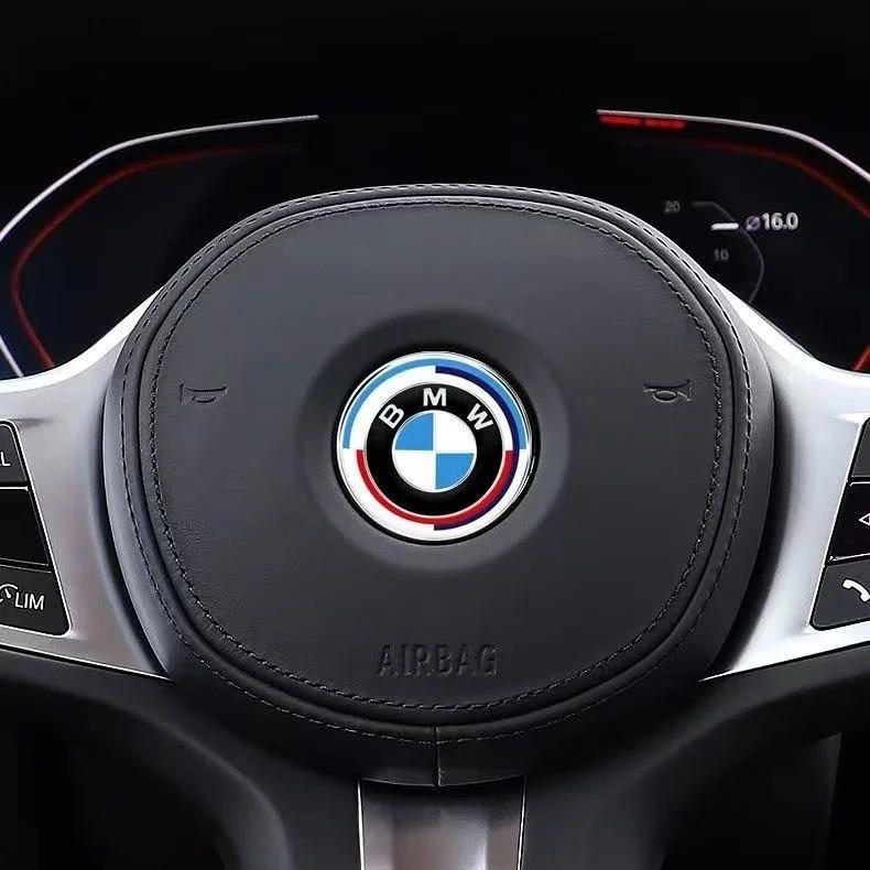 BBIO8 45MM Car Steering Wheel Badge Emblem Sticker Auto Styling For BMW 1 3 5 7 Series M Performance 50TH Emblem M3 M5 X1 X3 X5 X6 E46