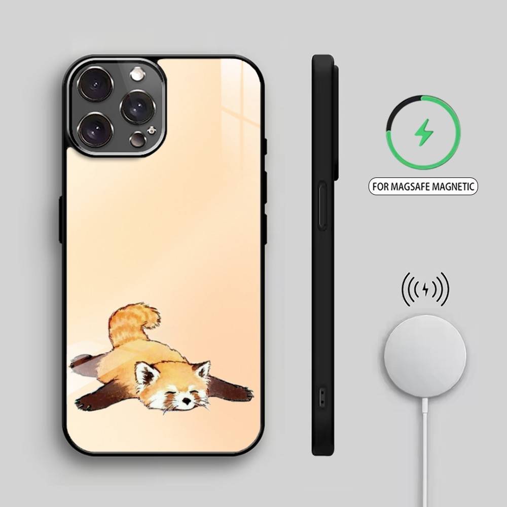 B-Beyond Cute Western Red Panda Phone Case For iPhone17,16,15,14,13,12,11 Plus,Pro Max Magnetic For Magsafe Wireless Charging