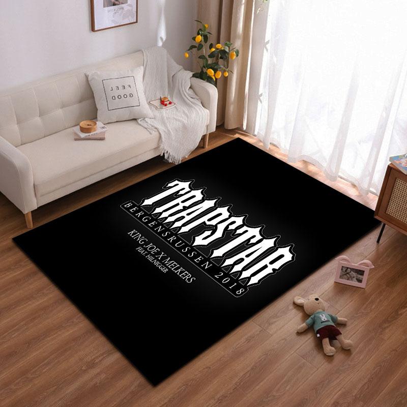 Trapstar Bergenrussen King Joe Wordmark Black Rug, Black Drill Streetwear Style Design, Cozy Floor Decor, Soft Touch, and All Seasons Gift