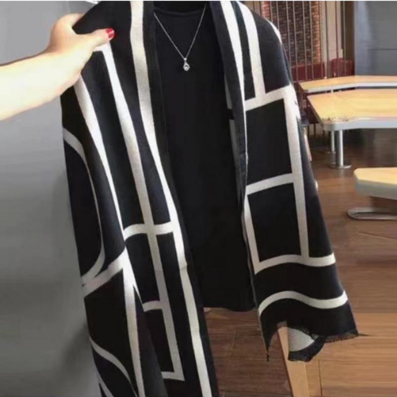 Dámský podzimní a zimní teplý šál s písmenem F, korejský styl, šála z imitace kašmíru
