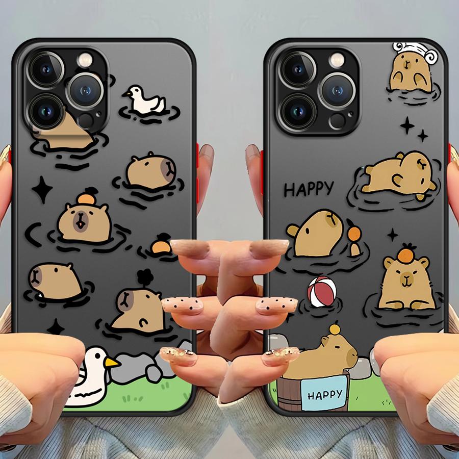 Capybara Cartoon Funda Back Phone Cover Case for iPhone 17 Pro Max 13 Mini Air 12 15 XS XR 11 16 Plus 14 7 8 SE