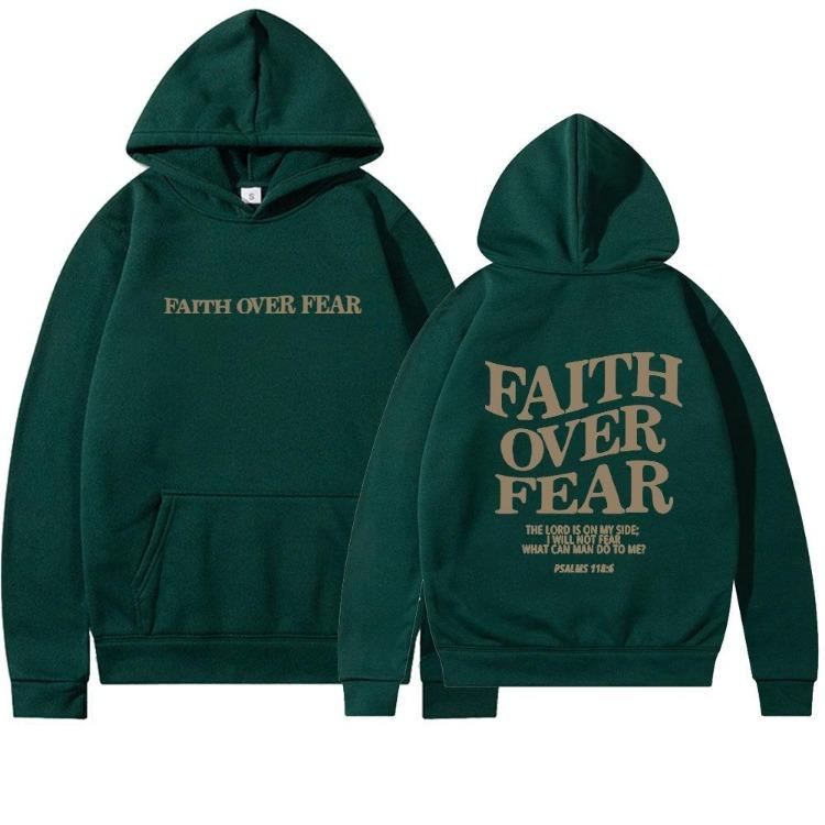 

Faith Over Fear Jesus Sweatshirt Christian Hoodie Trendy Christian Clothes Unisex Bible Verse Aesthetic Apparel 3XL зелений