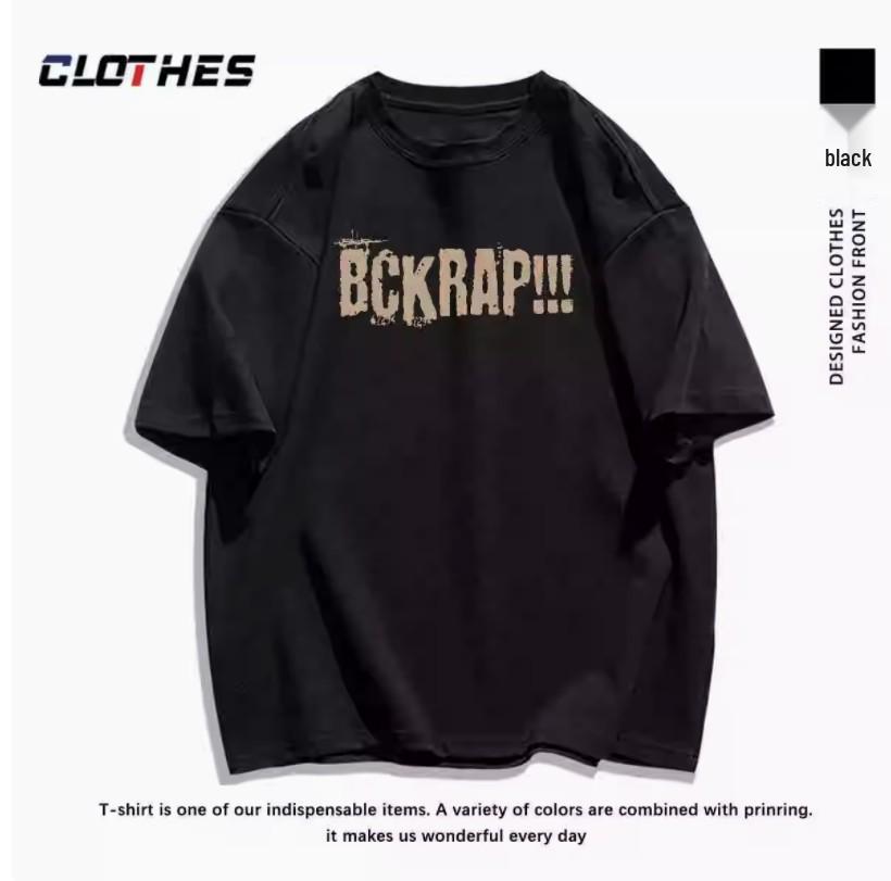 

Hong Kong Style Retro Plus-Size Loose Short Sleeve T-shirt for Women M (40-50 kg) чёрный