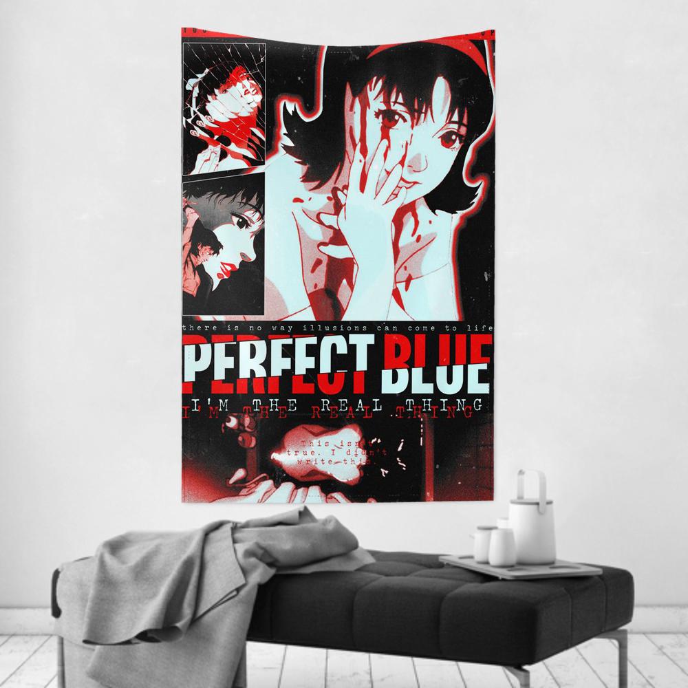 Perfect Blue Movie Poster Wall Tapestry  Satoshi Kon Thriller Edgy Room Decor for Anime Film  Psychological Thriller Fans
