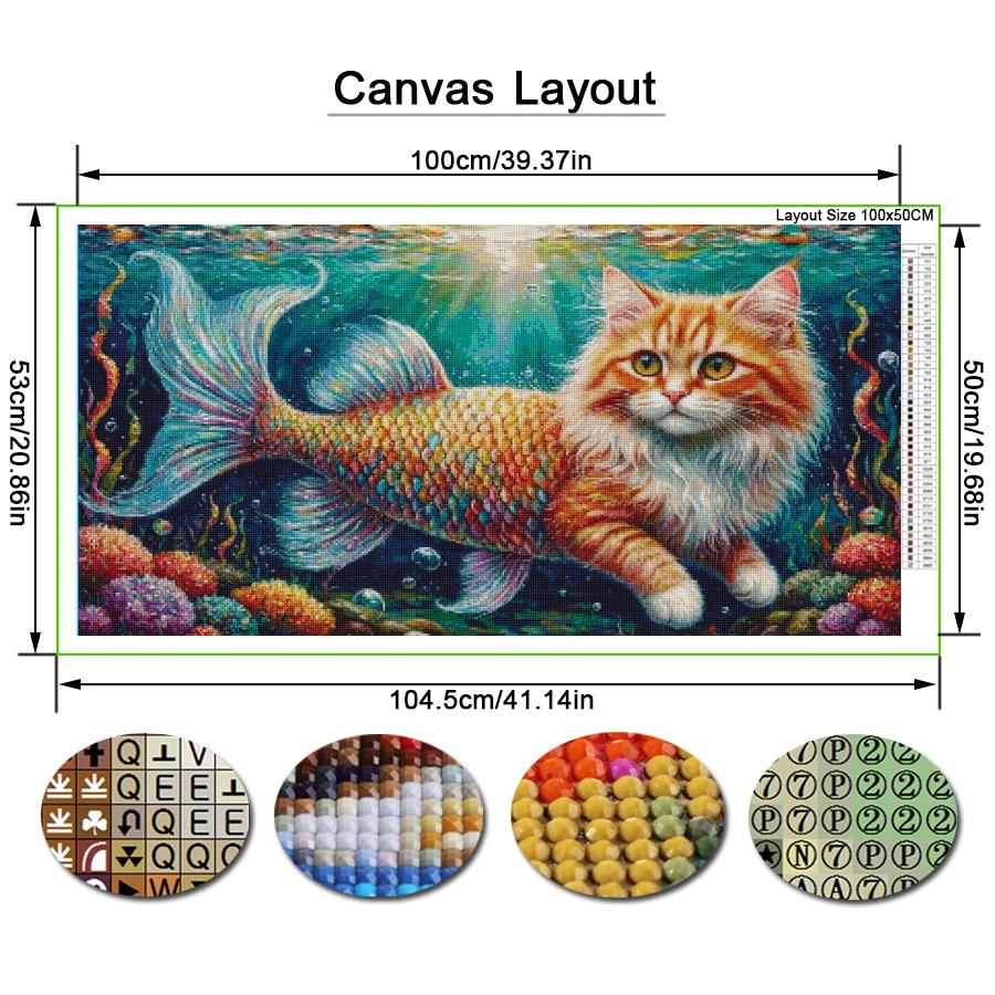 Beautiful Cat Fish Large Size Diamond Painting Animals Diy Full Square Round Drill Rhinestone Embroidery Mosaic Cross Stitch Kits Wall Decor