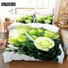Green Rose Duvet Cover Flower Comforter Quilt Covers Queen Size Pillowcase Bedding Set 3PCS 2PCS for Single Double Bed Full Twin