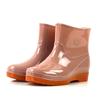 Rain boots PVC women's low, medium and high rain boots winter thermal cotton cover velvet work rain shoes