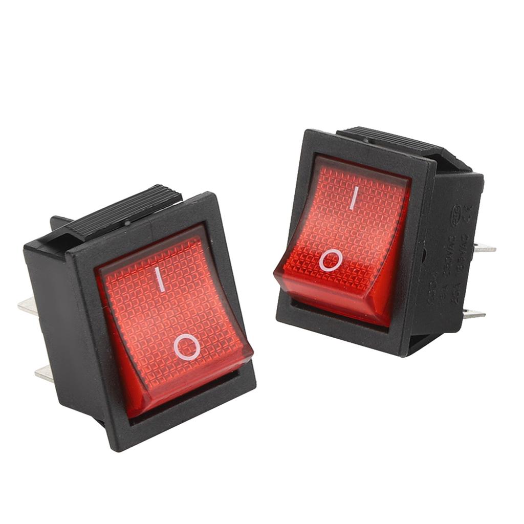 5PCs Rocker Switch 16A 250V 4 Pin with Red Light Industrial Control Accessory 31 X 25mm