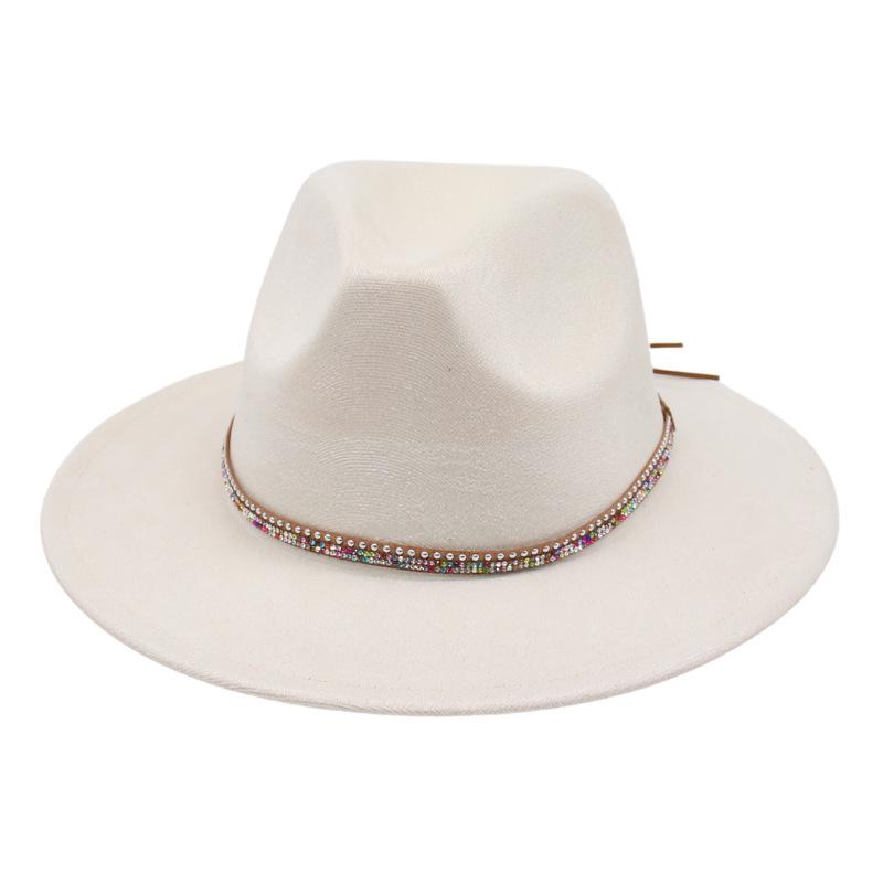 Diamond Flat-Brimmed Shade Men'S And Women'S Suede Hats Western Cowboy Hats Jazz Top Hats