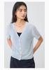 V-neck Short Sleeved Knitted Cardigan for Women In Summer 2026, Thin Design, Tencel Breathable Casual Air Conditioning Shirt, Outerwear Top