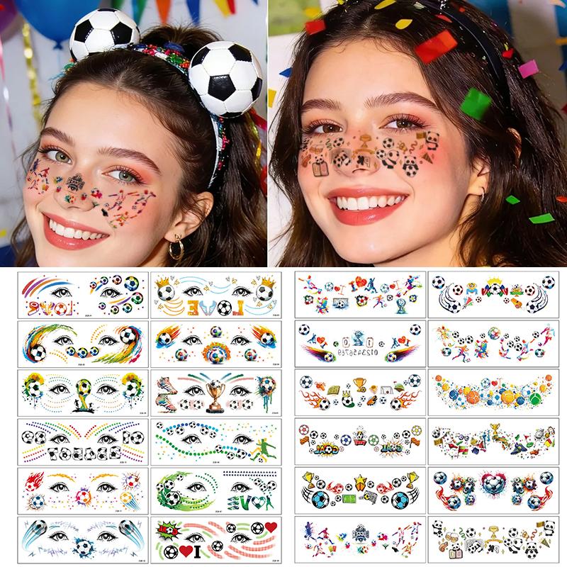 Sports Theme Tattoo Sticker Football Game Fans Luminous Temporary Tattoo Stickers Waterproof Party Makeup Face Stickers