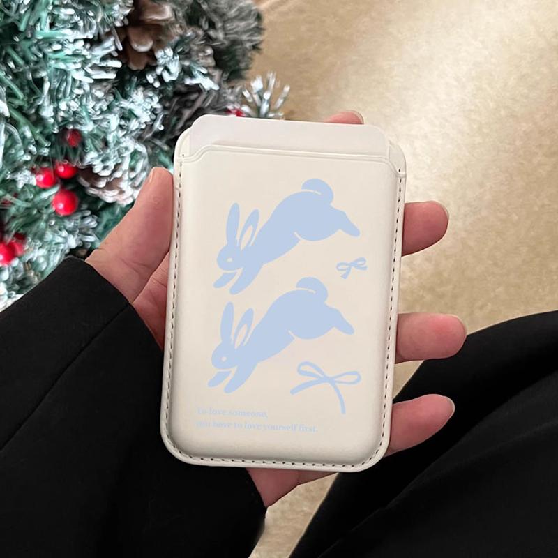 Sød tegneseriekanin Magnetisk Pung Etui Kort Holder Til Magsafe Iphone 16 15 14 13 Pro Max Telefon Pung Kort Slots Lomme Cover