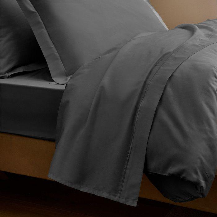 Drap Housse "Prestige" 100% Satin de coton Peigné 120 fils /cm² Coton Pur - Prestige Graphite - 200 x 200 cm bonnet de 30 cm