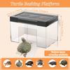 Turtle Topper Basking Platform Adjustable Height Hanging Turtle Basking Land with Ramp Transparent Aquarium Turtle Resting Tank