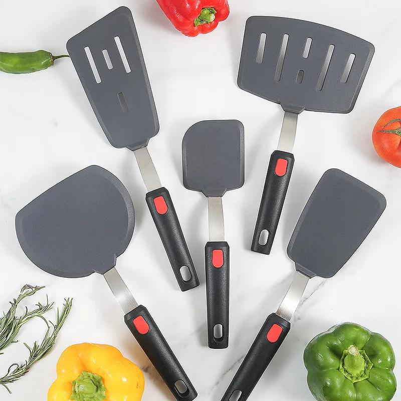 Silicone Kitchenware Set, Stainless Steel Handle Spatula, Kitchen Utensils, Cooking Spatula, Silicone Pot Spatula, 5 Types
