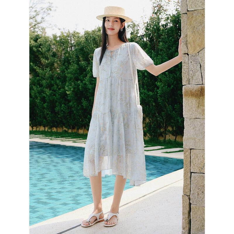 Annakou Women's French Resort Silk Blend Printed Dress