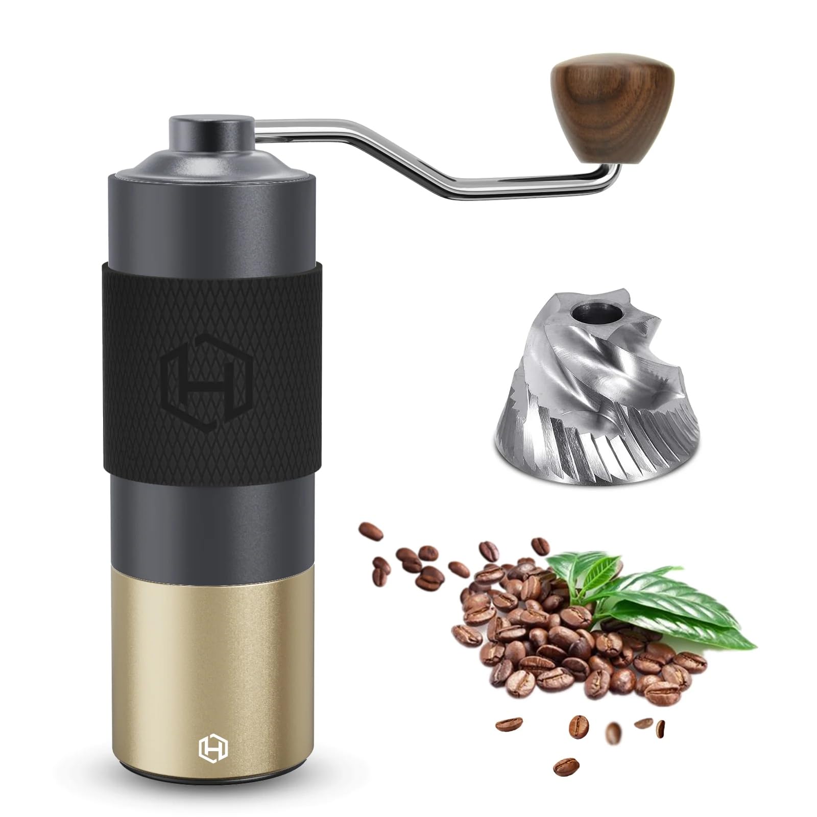 

HEIHOX Handheld Manual Coffee Grinder with Adjustable Conical Stainless Steel 30g Fast Grinding From Espresso to Coarse for and Camping Burr,