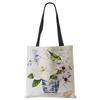 Plant Flowers Shopping Tote Bag Women Canvas Print Shoulder Bag Reusable Harajuku Large Capacity Travel School Handbag CLE
