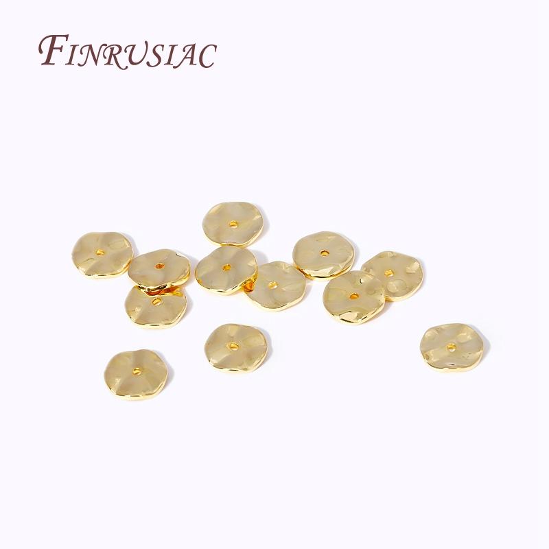 4/5/8MM 18K Gold Plated Wave Flat Spacer Beads,Wave Curling Round Bead Separators DIY Beading Jewelry Making