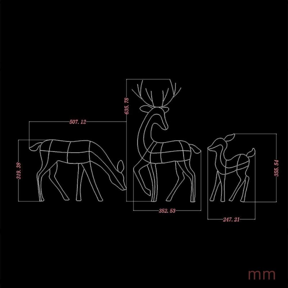 Christmas Decoration Light Up Deer Family 3-Piece Outdoor Waterproof Reindeer Ornaments For Yard Patio Party Decor