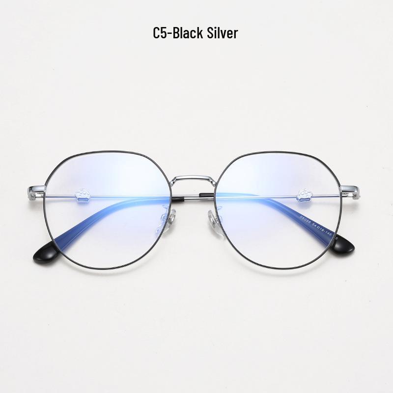 Shinchan Large Polygon Metal Eyeglass Frame - Korean Style Slimming Women's Myopia Glasses