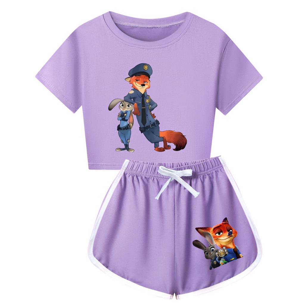 Kids Summer Sport T-Shirt And Shorts 2 Piece Outfit Tracksuit Set Short Sleeve Print Crop Tops With Clothing Set