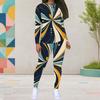 Women Plus Size Patchwork Printed Round Neck Long Sleeve Top And Fitted Pants Two Piece Set