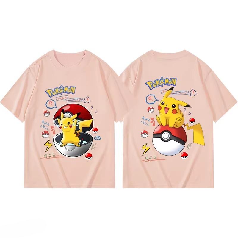 Potdemiel Summer New Pikachu Print Childrens Cotton TShirt Boys and Girls Comfortable and Breathable Childrens TShirt