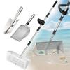 Rastrillo para pulgas de arena, Tamiz de arena para la playa, Tamiz de acero inoxidable con forma de diente de tiburón con malla y mango desmontables para recoger pulgas, dientes de tiburón y conchas marinas