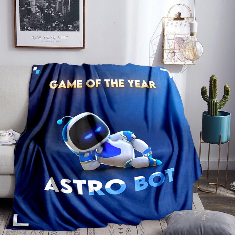 Space Adventure Robot Throws Blanket Flannel Blankets Plush for Couch Bed Gifts for Men Women Travel picnic blanket Christmas fan gifts