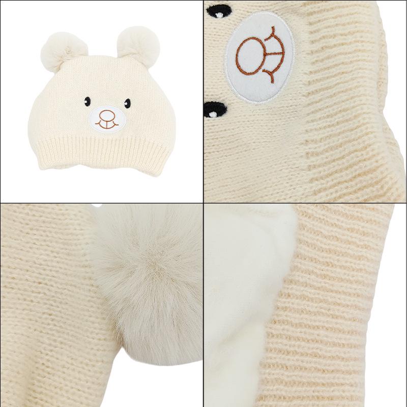 New Bear Kids' Knitted Winter Hat with Ear Protection & Scarf