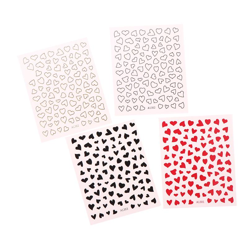 Hollow Heart Sticker For Nail Gold Pink Love For Women Slider Nail Art Decoration Holographic Manicure Accessory