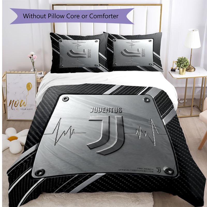 Set Biancheria da Letto 3 Pezzi con Stampa Pattern Juventus FC Morbido Delicato sulla Pelle Lavabile Copripiumino e Federe Set Stagione Unica Camera da Letto
