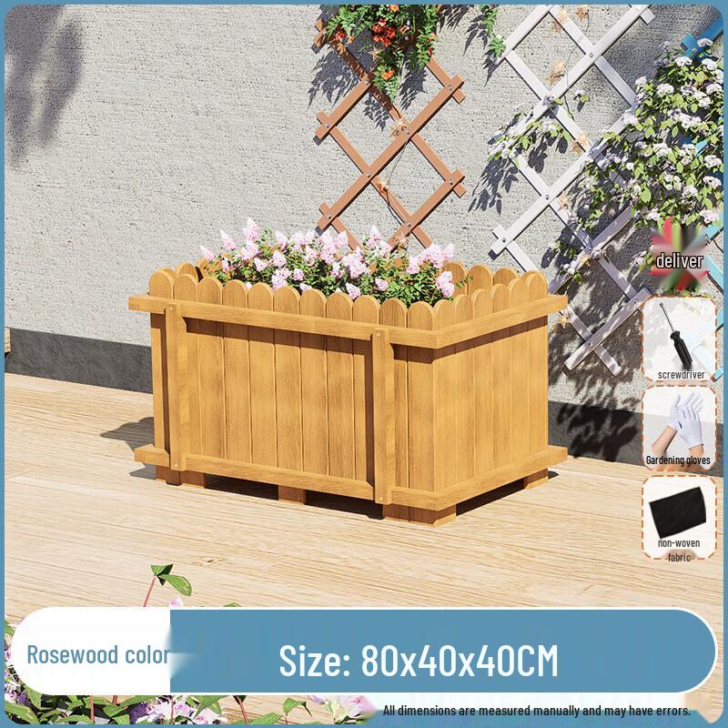 Hualongdun Carbonized Solid Wood Outdoor Planter Box