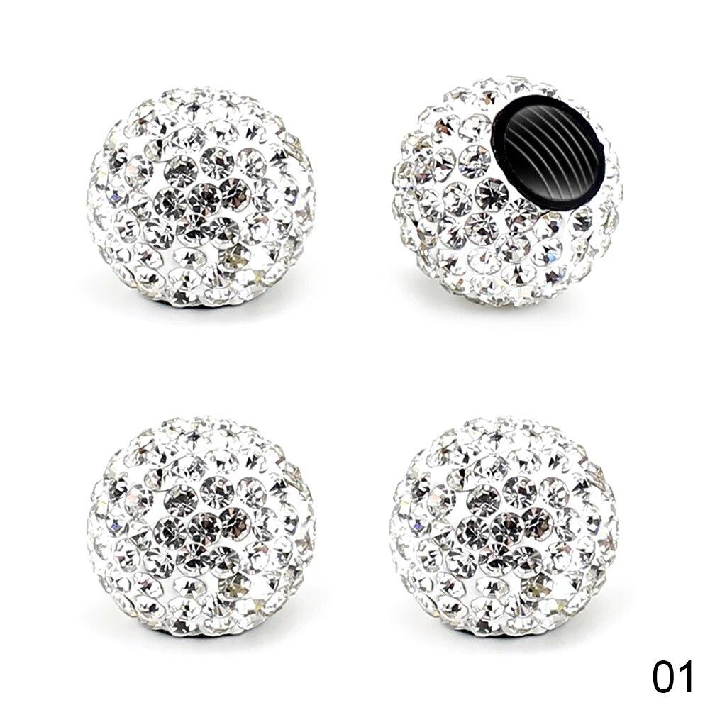 4 szt. Kryształowe nakładki na zawory opony samochodowej diamentowe błyszczące pyłoszczelne pokrywa zaworów koła pojazd Bling ozdoby samochodowe Charms Decor akcesoria samochodowe