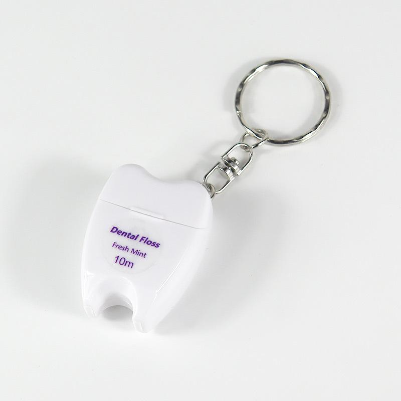 Mint-flavoured Waxed Toothpick-shaped Keyring Dental Floss Roll