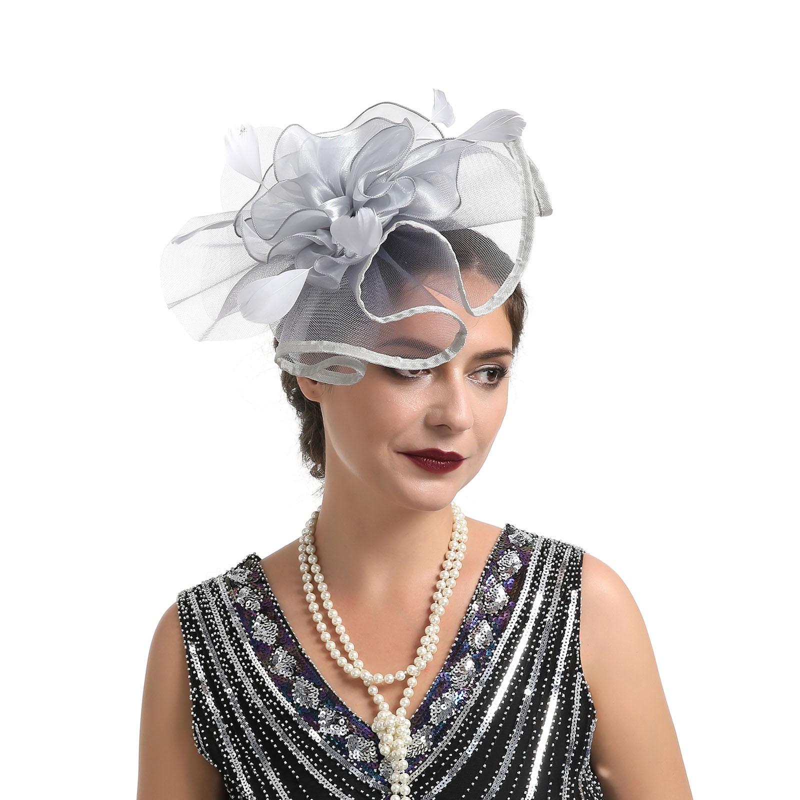 

Заколки для женщин Шляпы Искусственное перо Цветок Сетчатая форма Вечерний головной убор Для чаепития Коктейля Свадьбы Церкви One Size