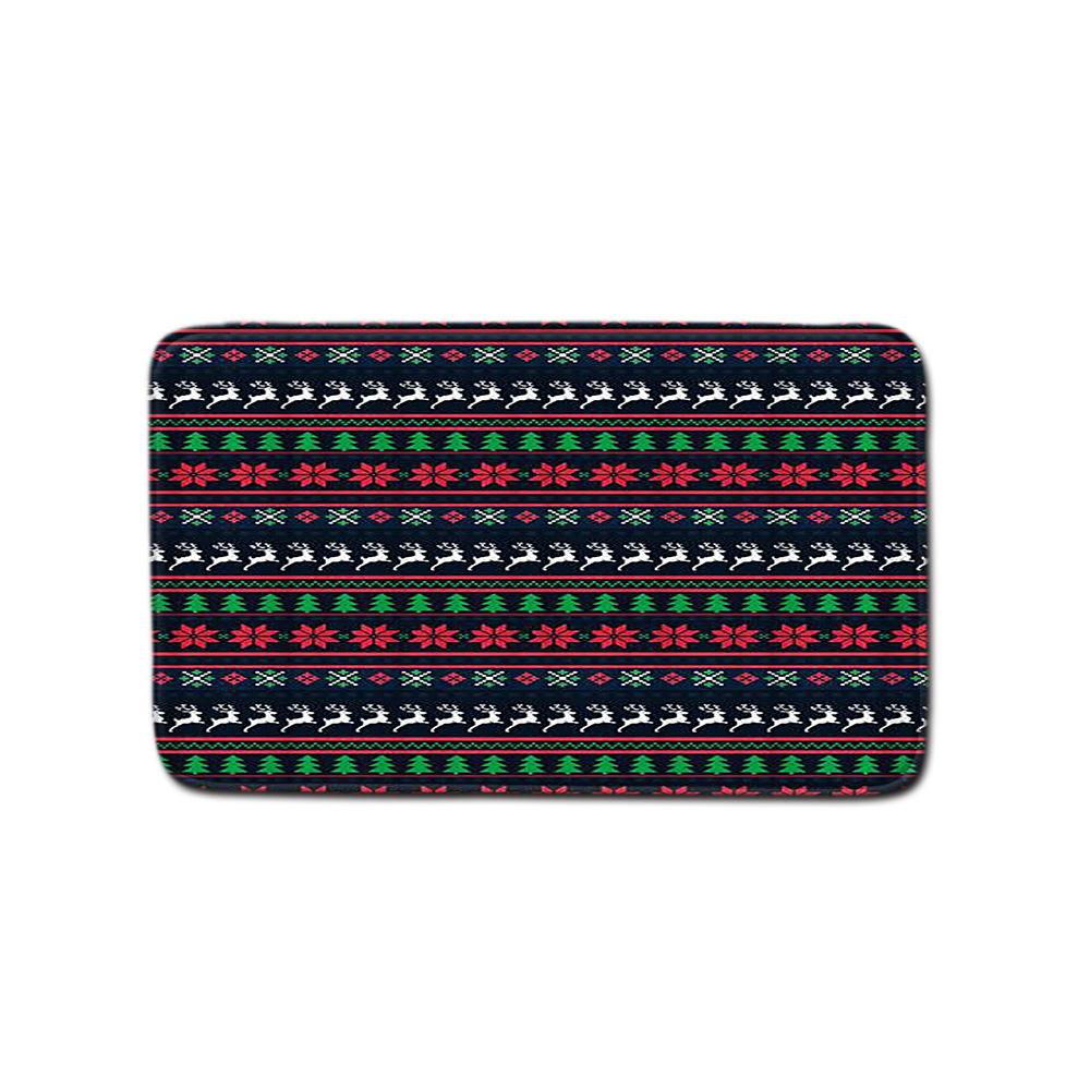 Christmas Shower Curtain Floor Mat Combination Four-Piece Set Kitchen Door Mat Bedroom Living Room Carpet