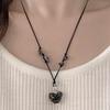 Vintage Achromatic Knotted Glass Heart Necklace
