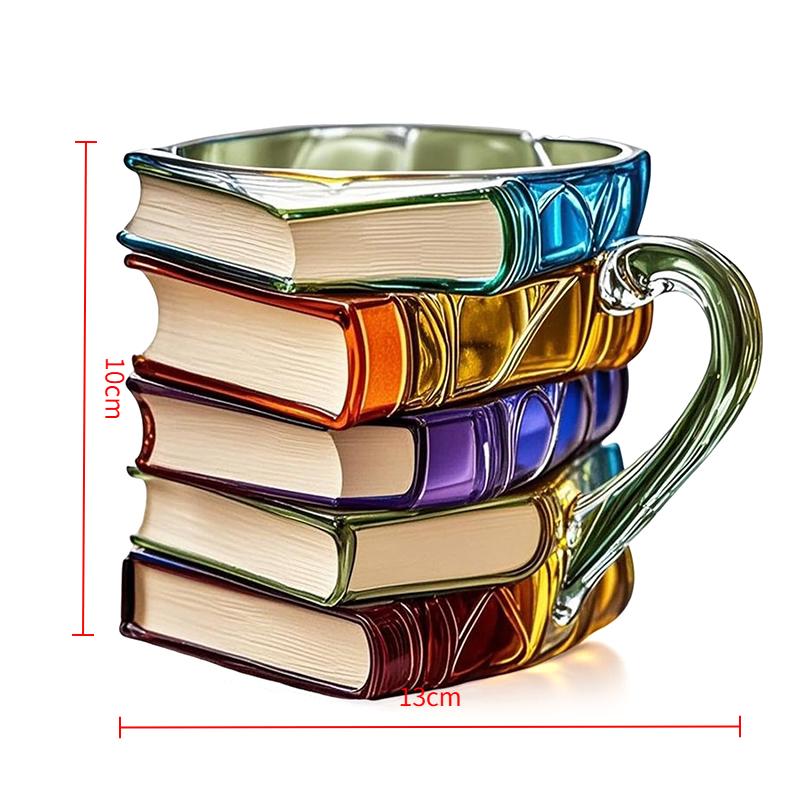 Creative Painted Book Mug 11oz Novelty 3d Painted Books Coffee Mug Unique Colorful Resin Books Stack Coffee Cup Collection Gifts