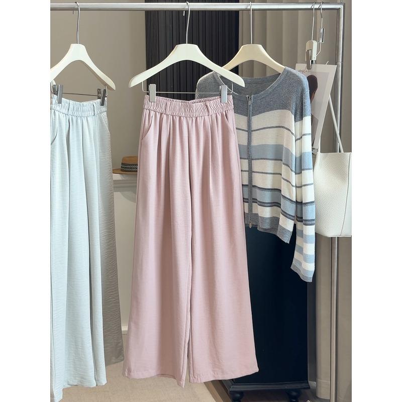 

New Japanese Yamamoto pants women s spring and summer elastic waist slimming loose drape straight casual wide-leg milk pants XL рожевий