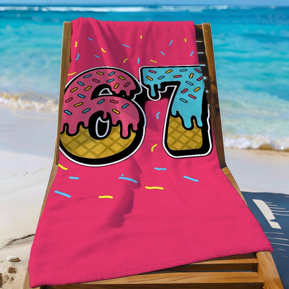 

Funny Six Seven 67 Towel Sports Quick Dry Travel Camping Gear Sandproof Soft Light Large Beach Towel W40*H60(CM)
