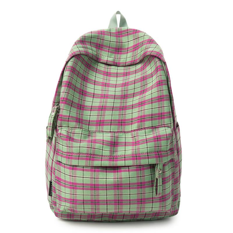 Vintage Plaid Student Schoolbag Women's Large Capacity College Style Backpack